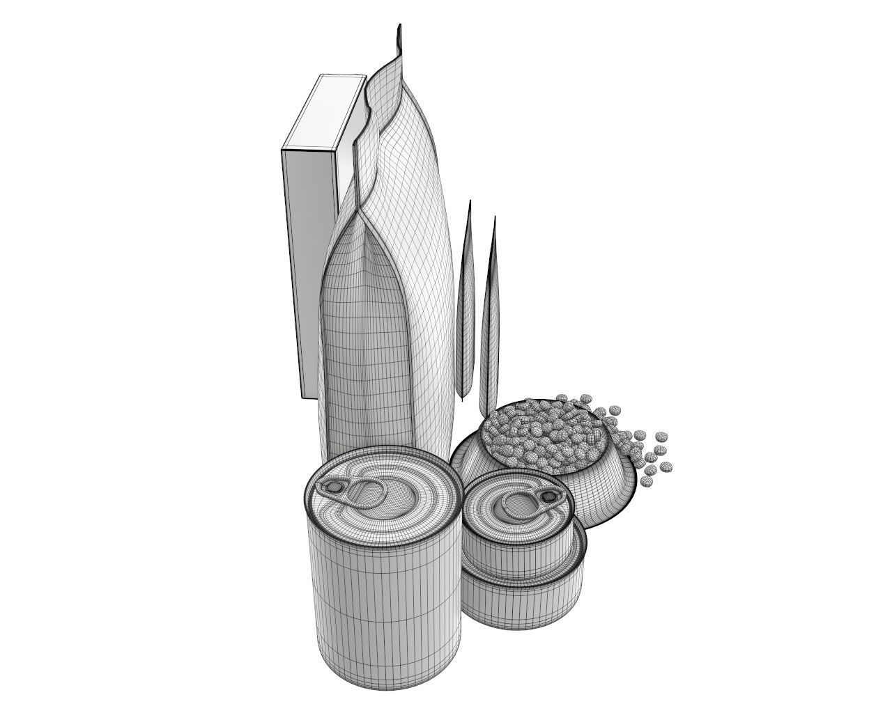 Blank Pet Food Package Set 3D model_8