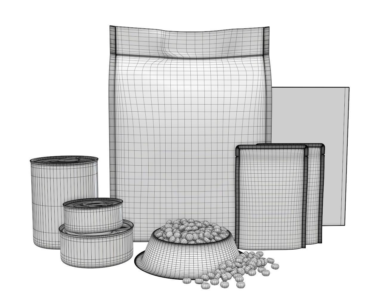 Blank Pet Food Package Set 3D model_6