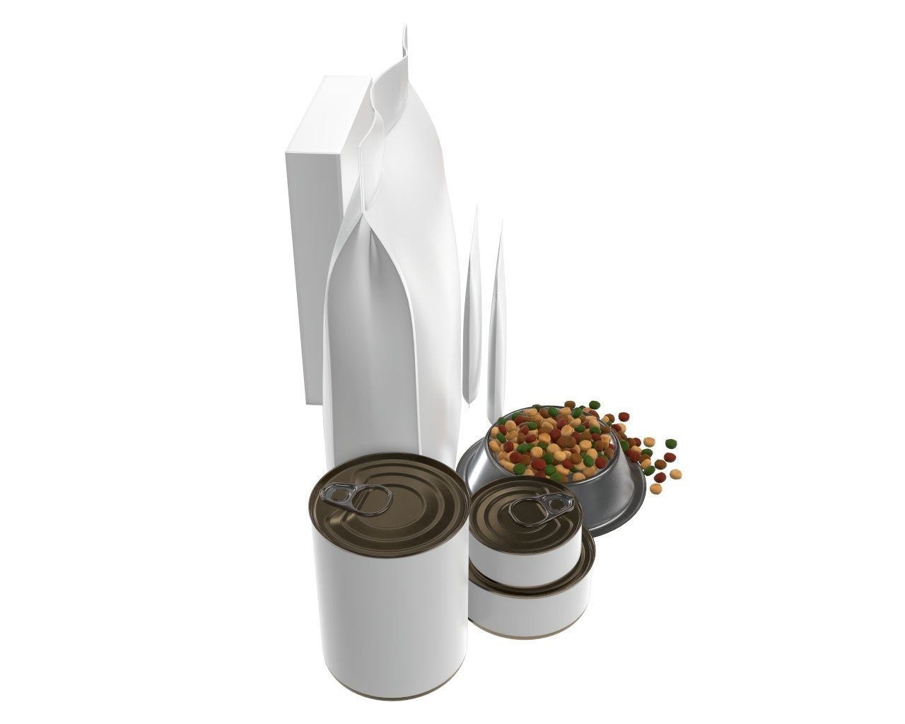 Blank Pet Food Package Set 3D model_3