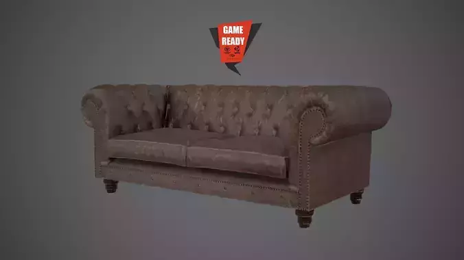 Sofa Chesterfield PBR LowPoly Game Ready Low-poly 3D model