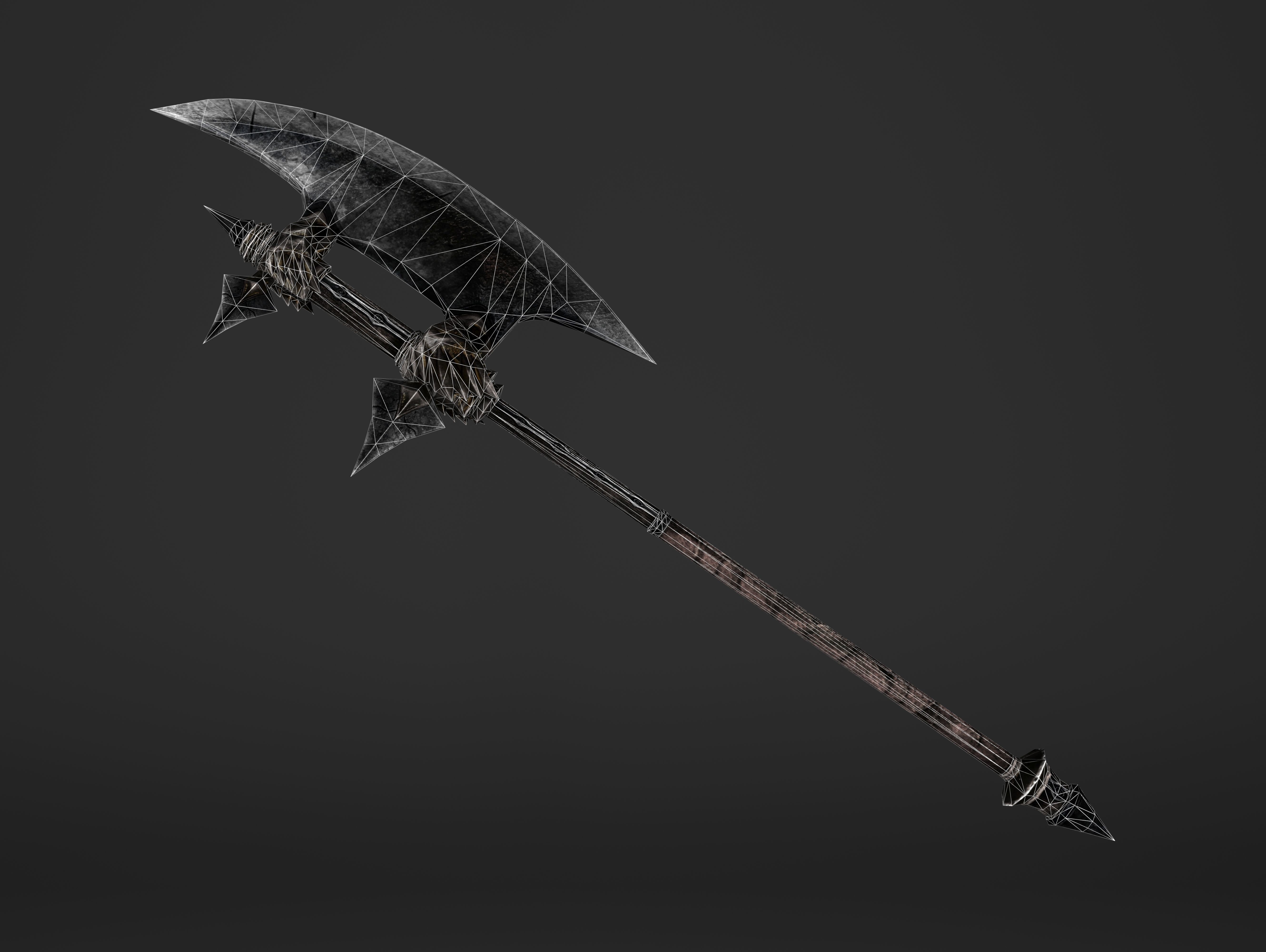 Execution Great Battleaxe Low-poly 3D model_13
