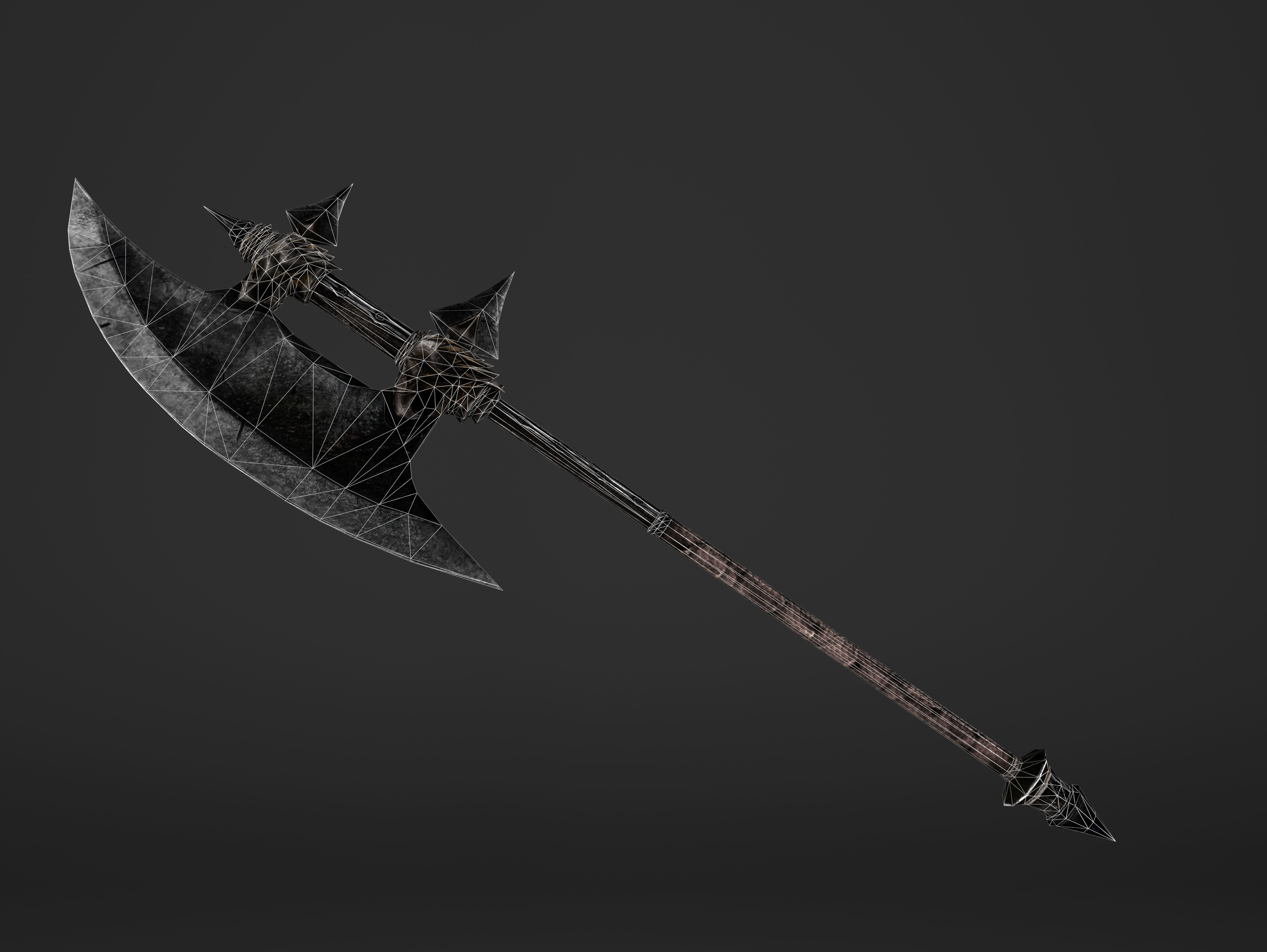 Execution Great Battleaxe Low-poly 3D model_3