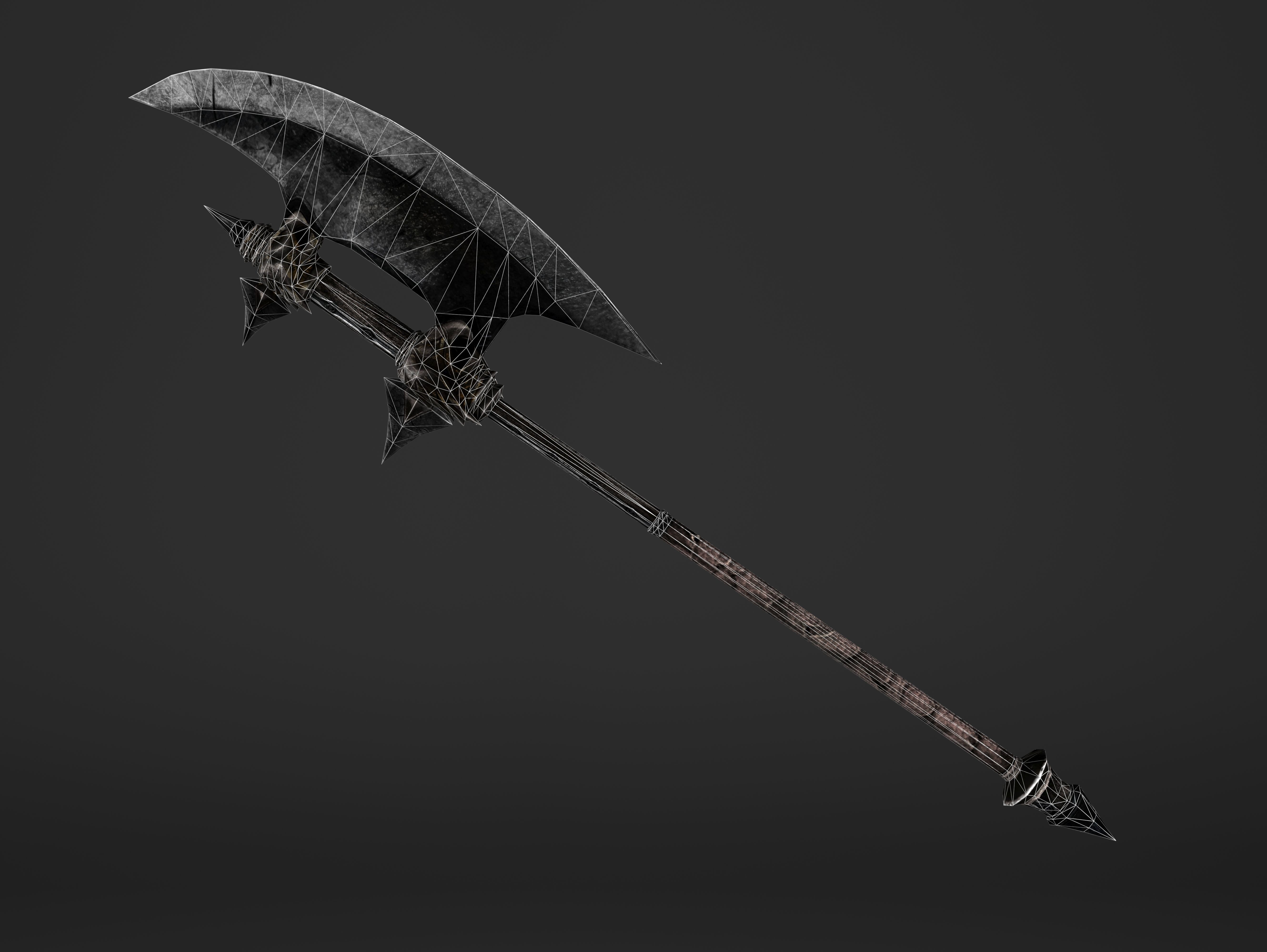 Execution Great Battleaxe Low-poly 3D model_9