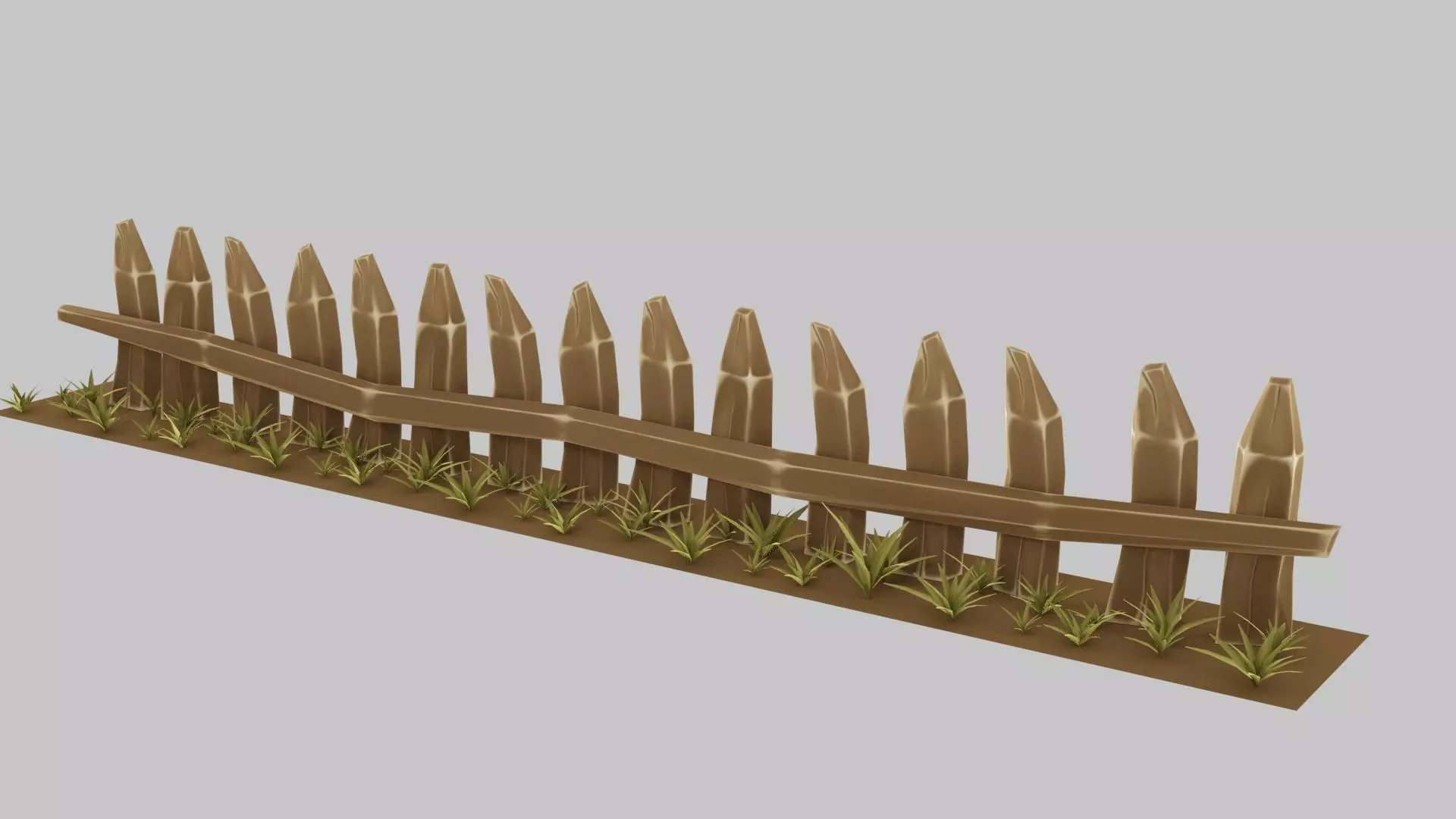 Lowpoly Stylized Fence Low-poly 3D model