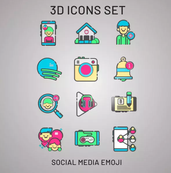 3D Social Media Web Icons 3D model_0