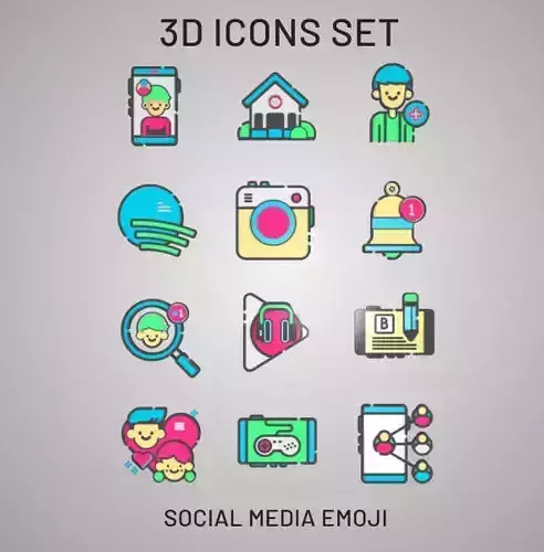 3D Social Media Web Icons