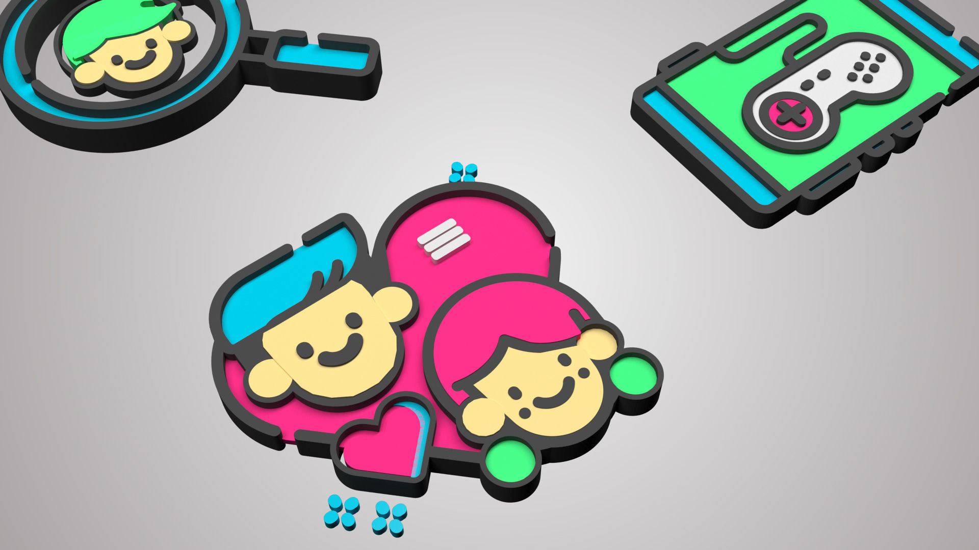 3D Social Media Web Icons 3D model_3