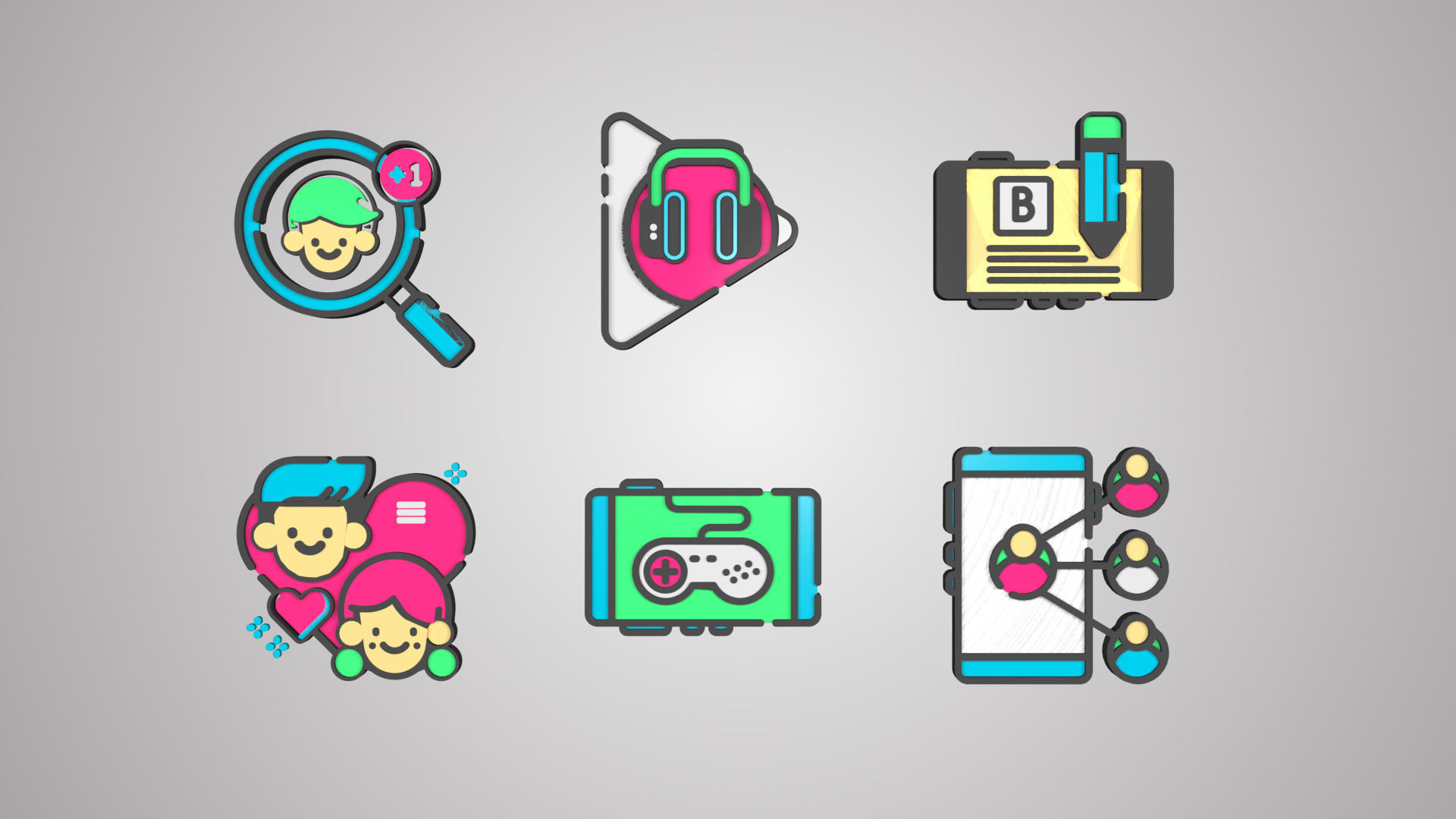 3D Social Media Web Icons 3D model_2