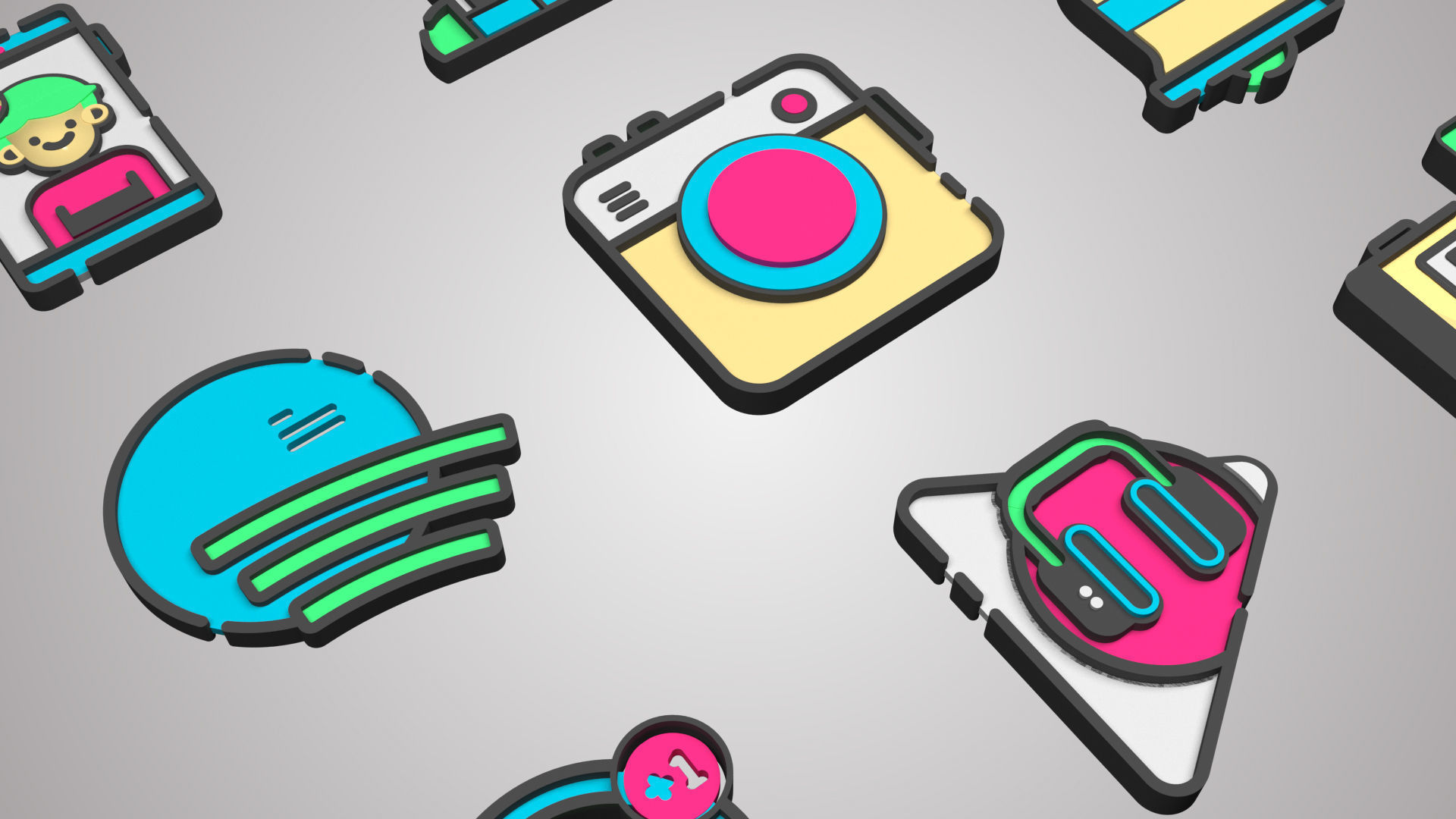 3D Social Media Web Icons 3D model_4