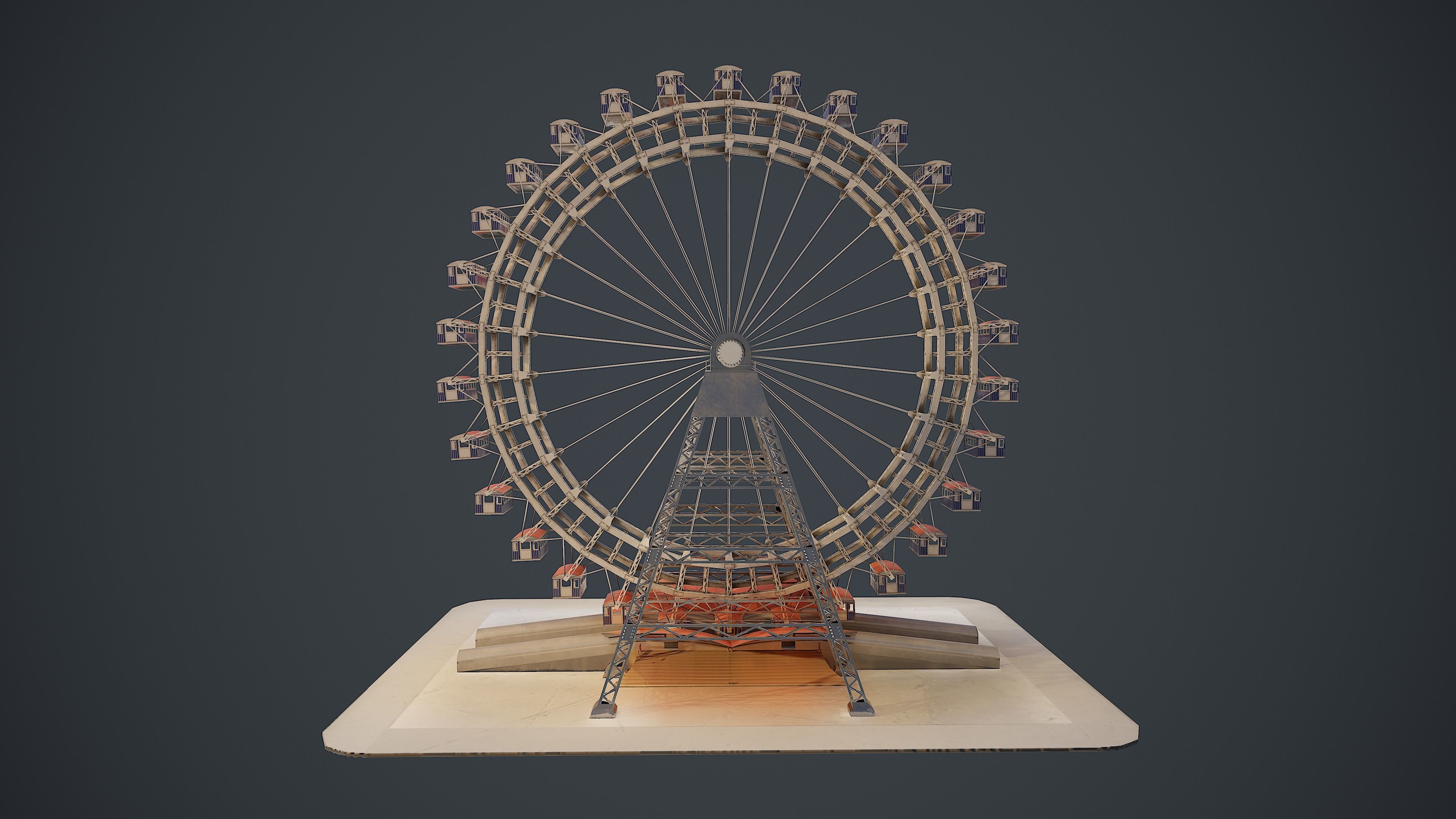 Carousel Wheel Noria  VR 4k PBR Low-poly 3D model_3