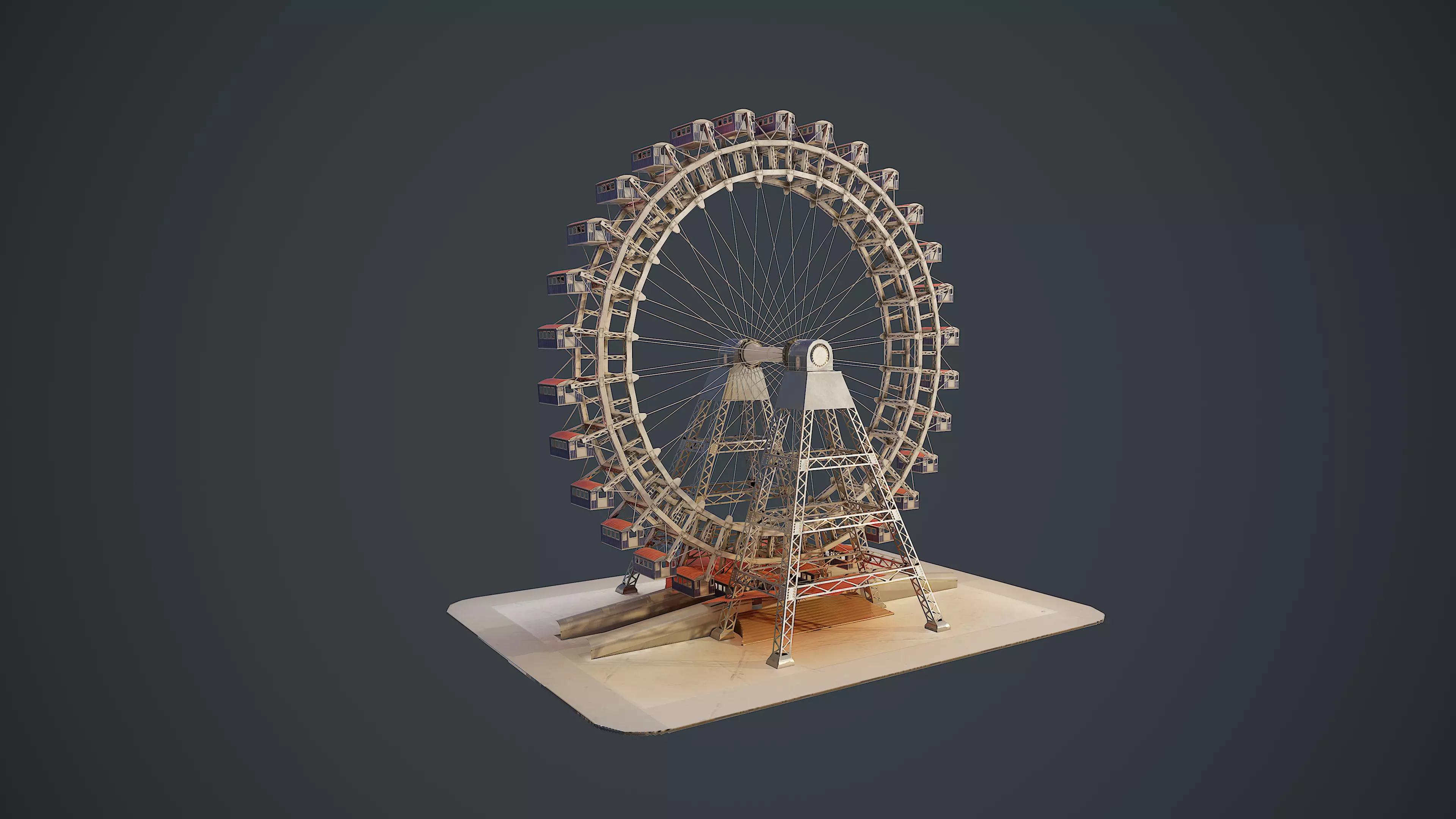Carousel Wheel Noria  VR 4k PBR Low-poly 3D model_0
