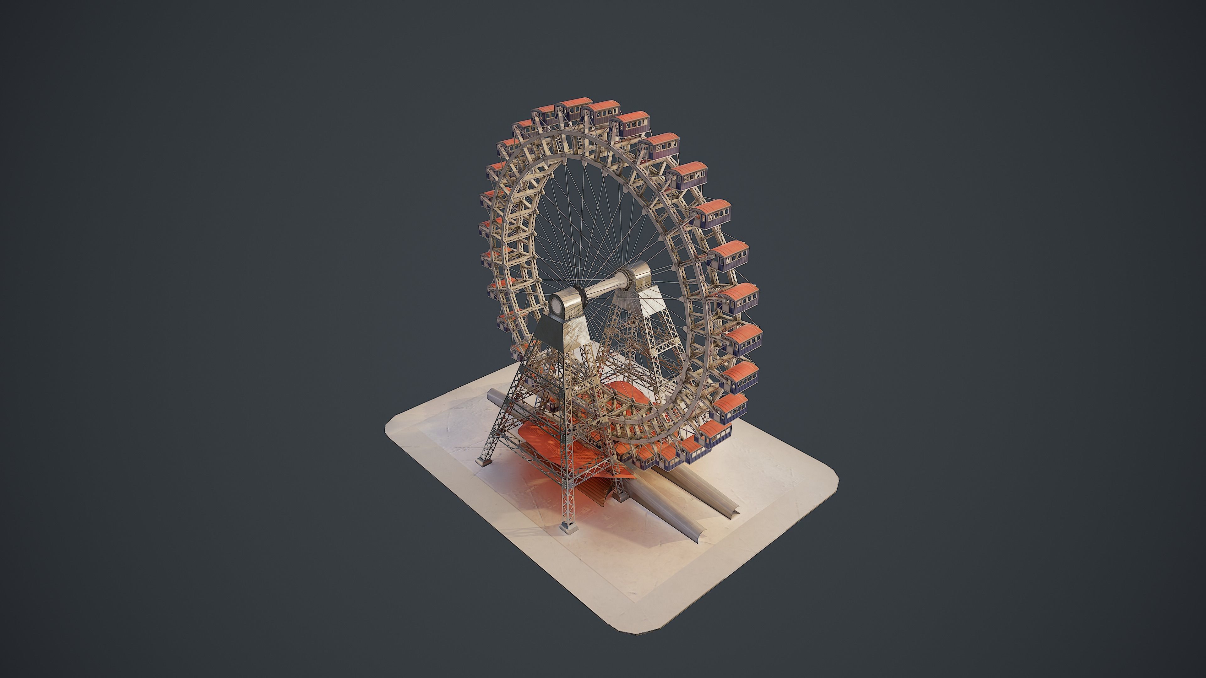 Carousel Wheel Noria  VR 4k PBR Low-poly 3D model_5
