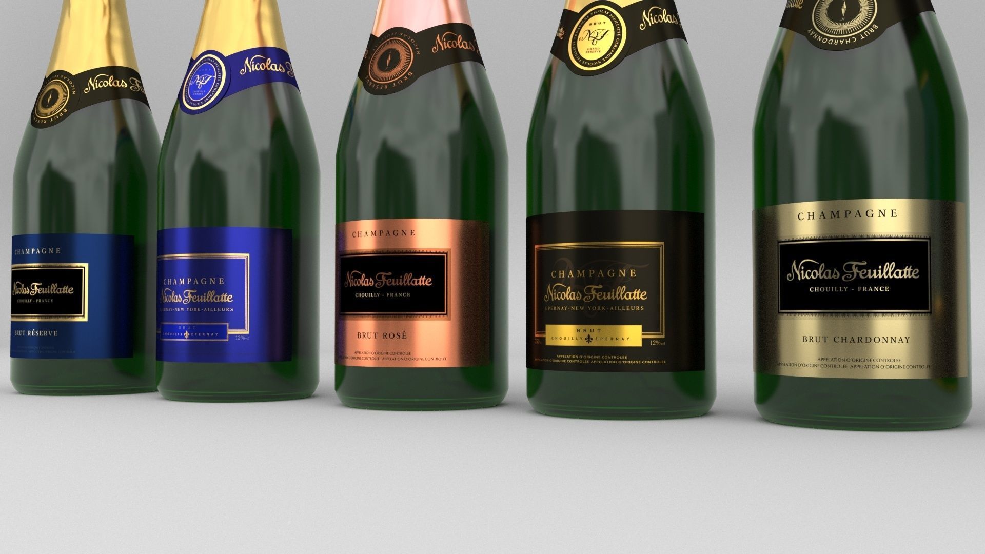 Nicolas Feuillatte All Champagne Bottles and Packages Pack 3D Model Collection_35