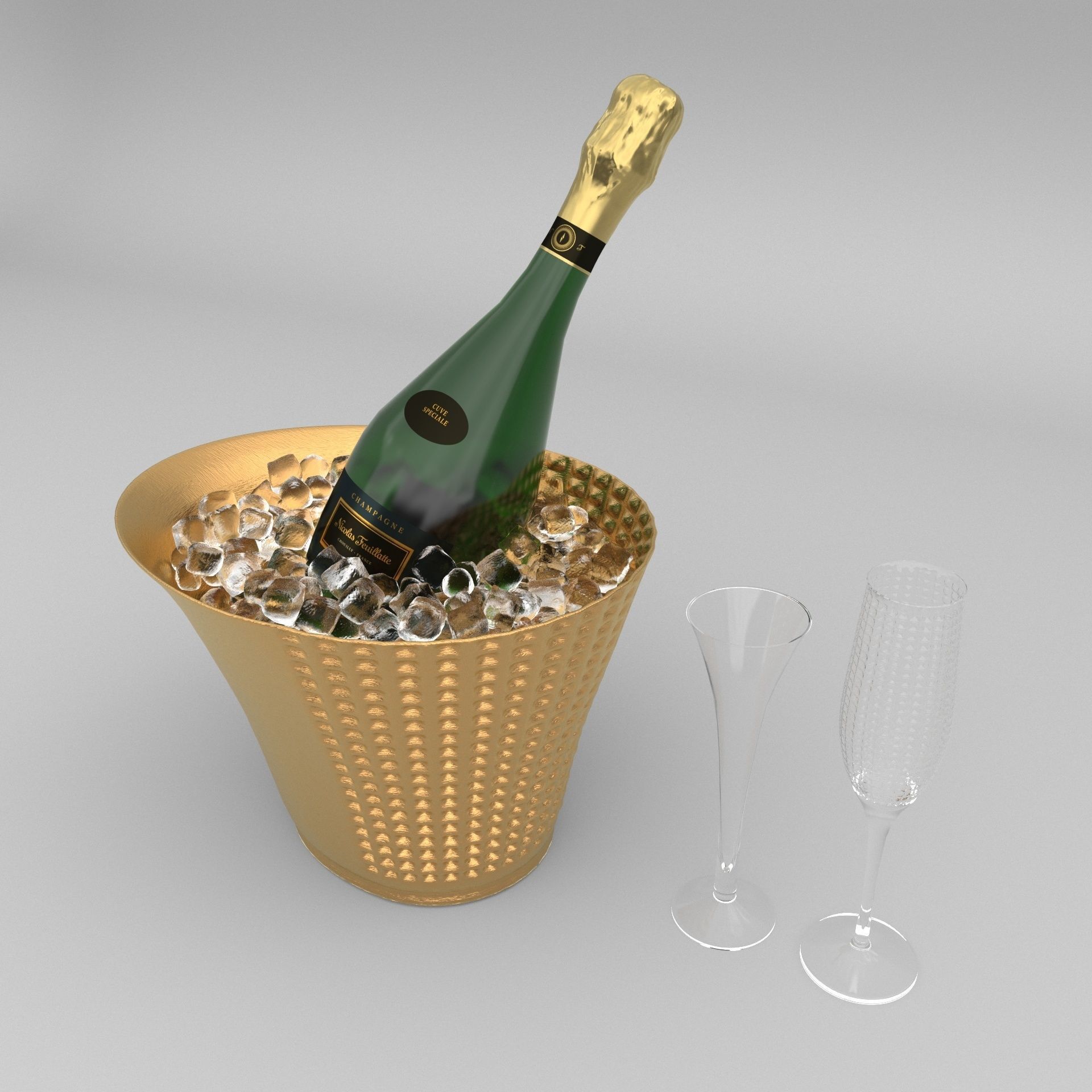 Nicolas Feuillatte All Champagne Bottles and Packages Pack 3D Model Collection_8