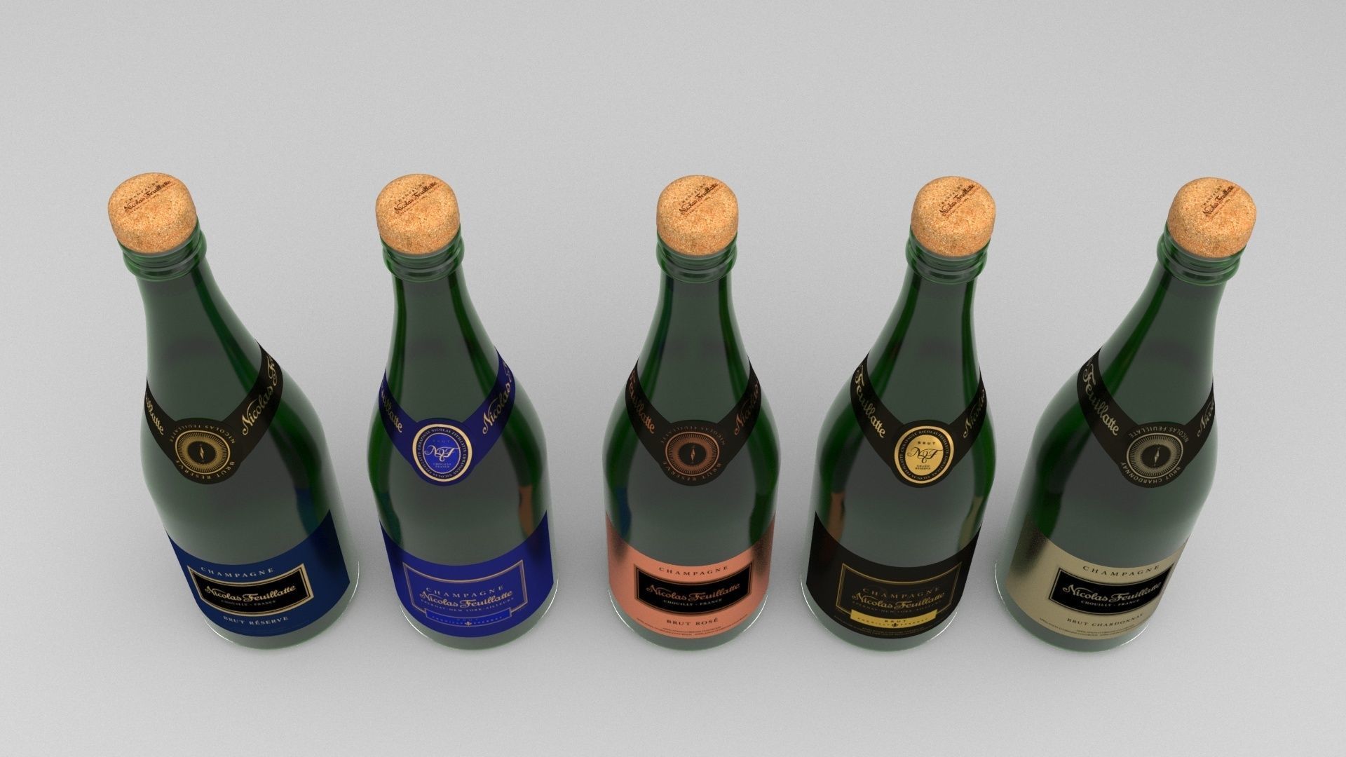 Nicolas Feuillatte All Champagne Bottles and Packages Pack 3D Model Collection_24