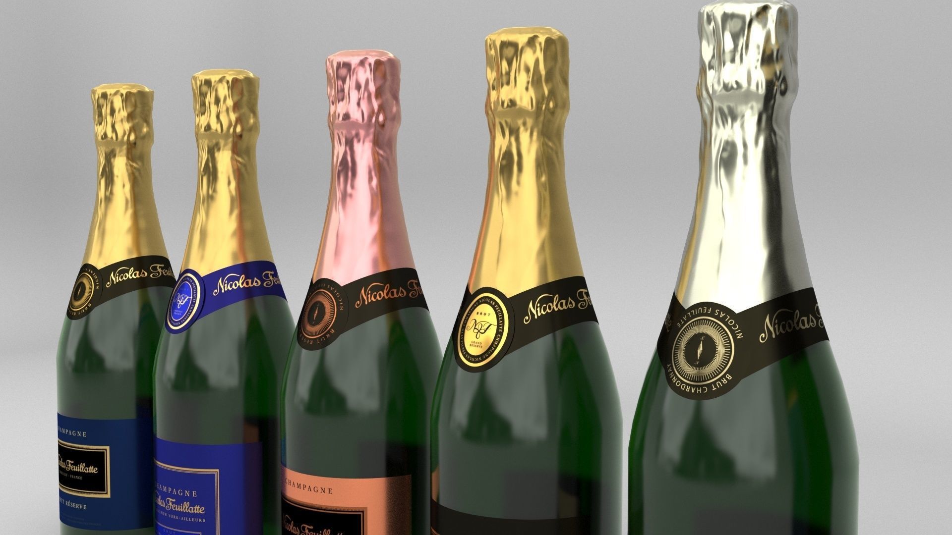 Nicolas Feuillatte All Champagne Bottles and Packages Pack 3D Model Collection_34