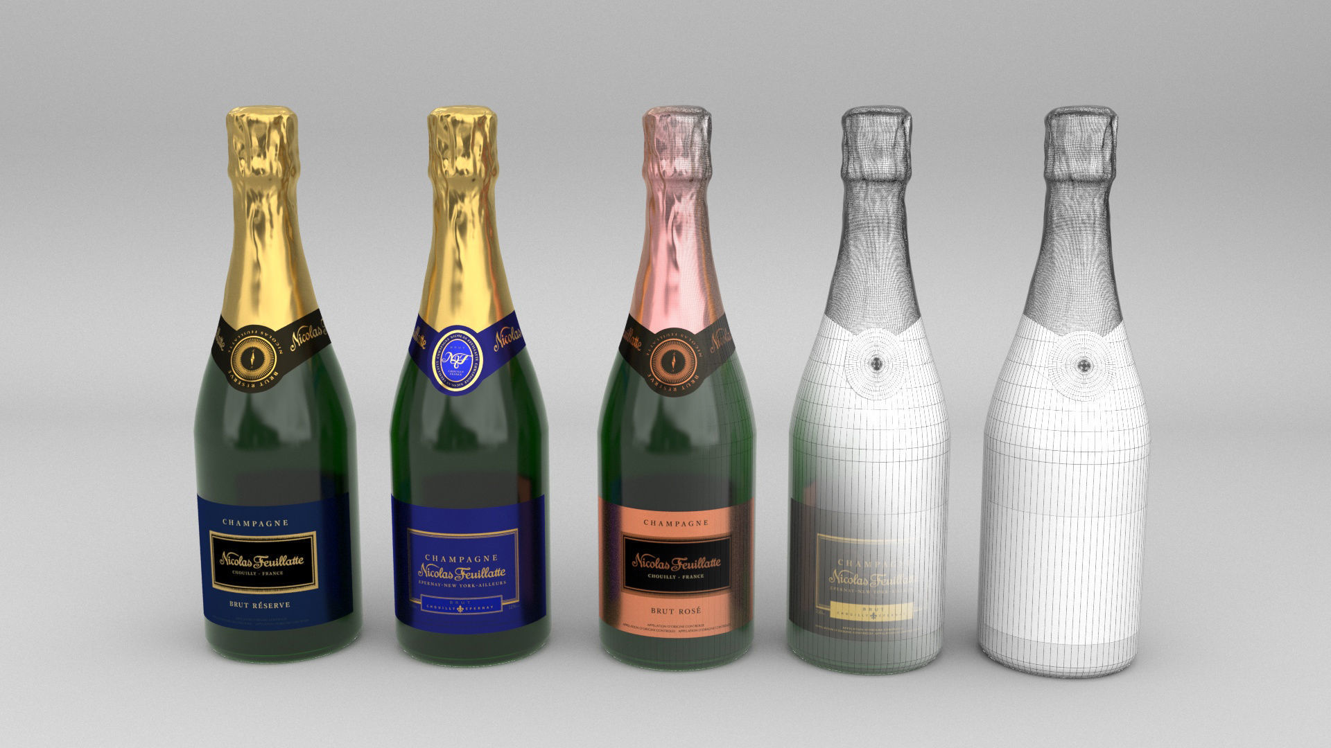 Nicolas Feuillatte All Champagne Bottles and Packages Pack 3D Model Collection_36