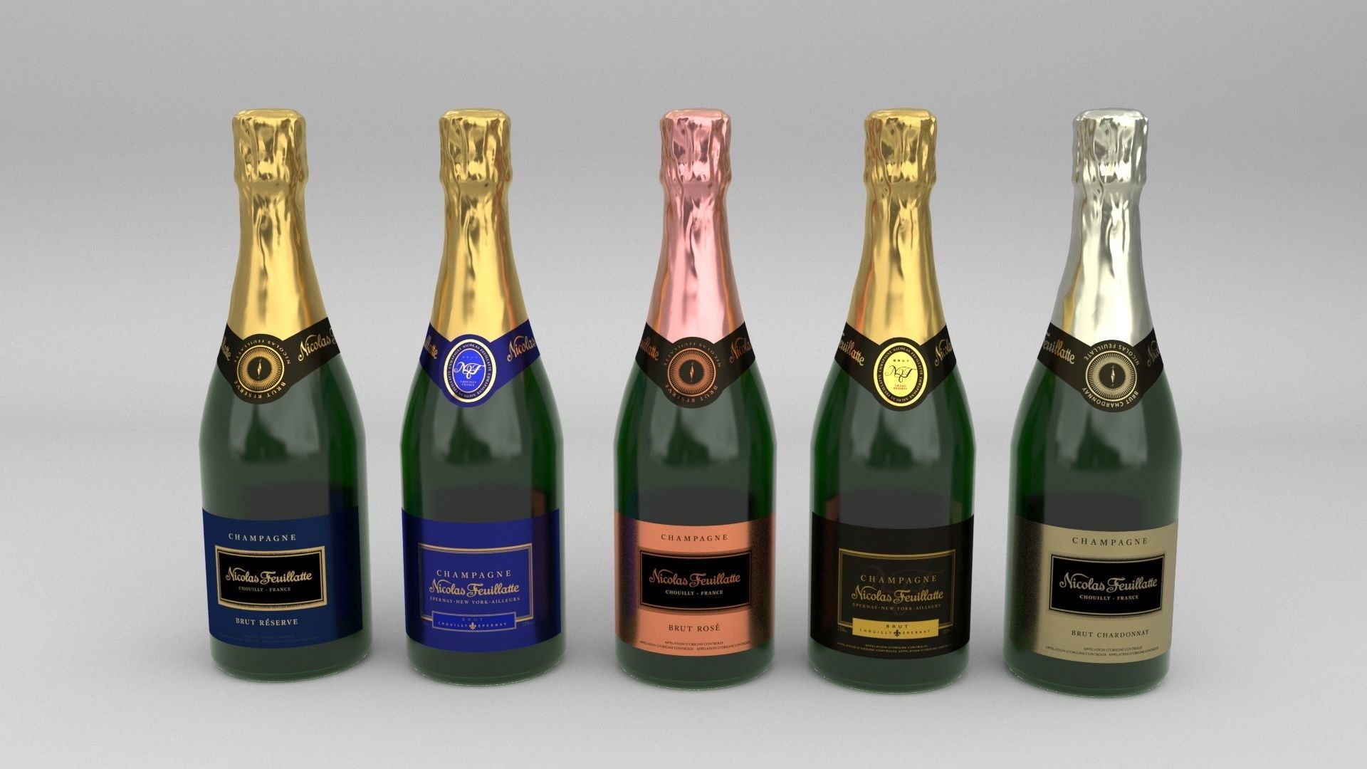 Nicolas Feuillatte All Champagne Bottles and Packages Pack 3D Model Collection_30