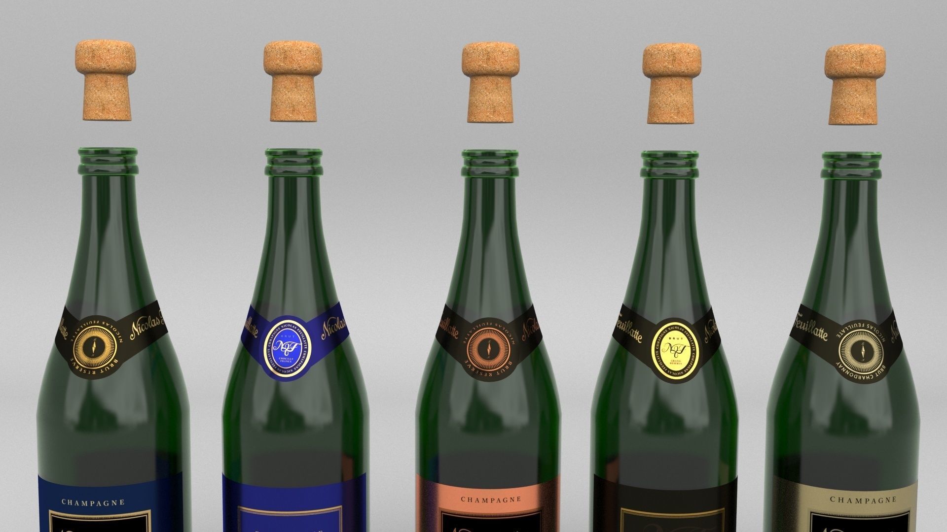 Nicolas Feuillatte All Champagne Bottles and Packages Pack 3D Model Collection_29