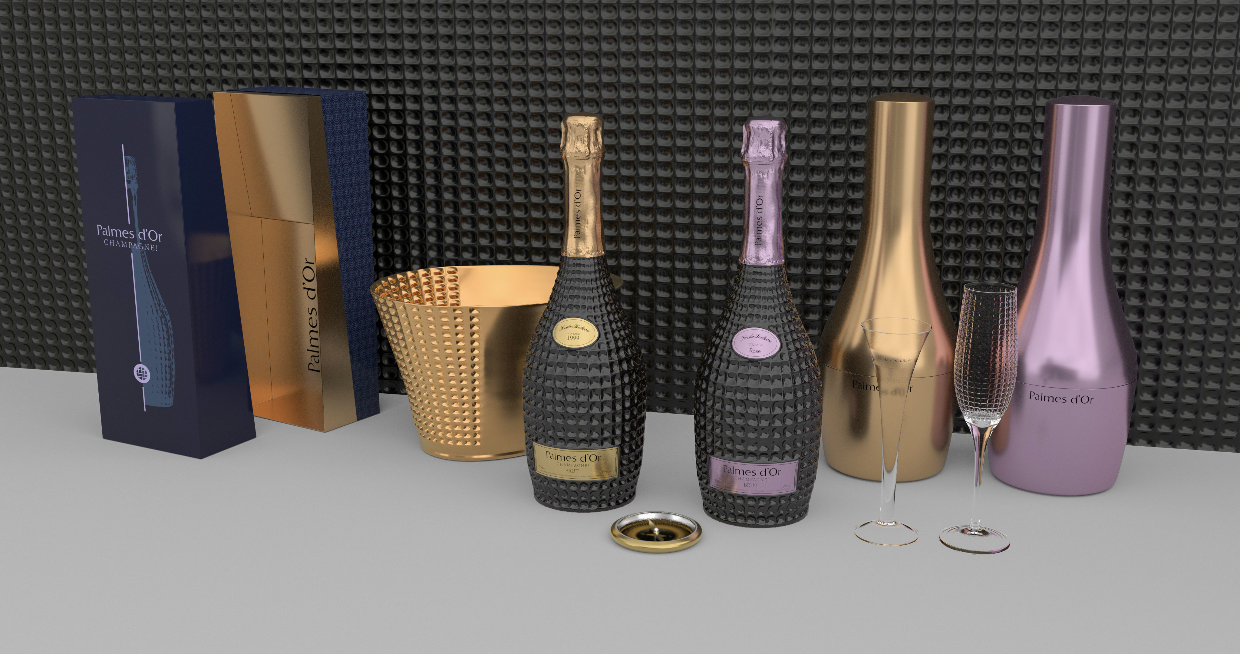 Nicolas Feuillatte All Champagne Bottles and Packages Pack 3D Model Collection_6