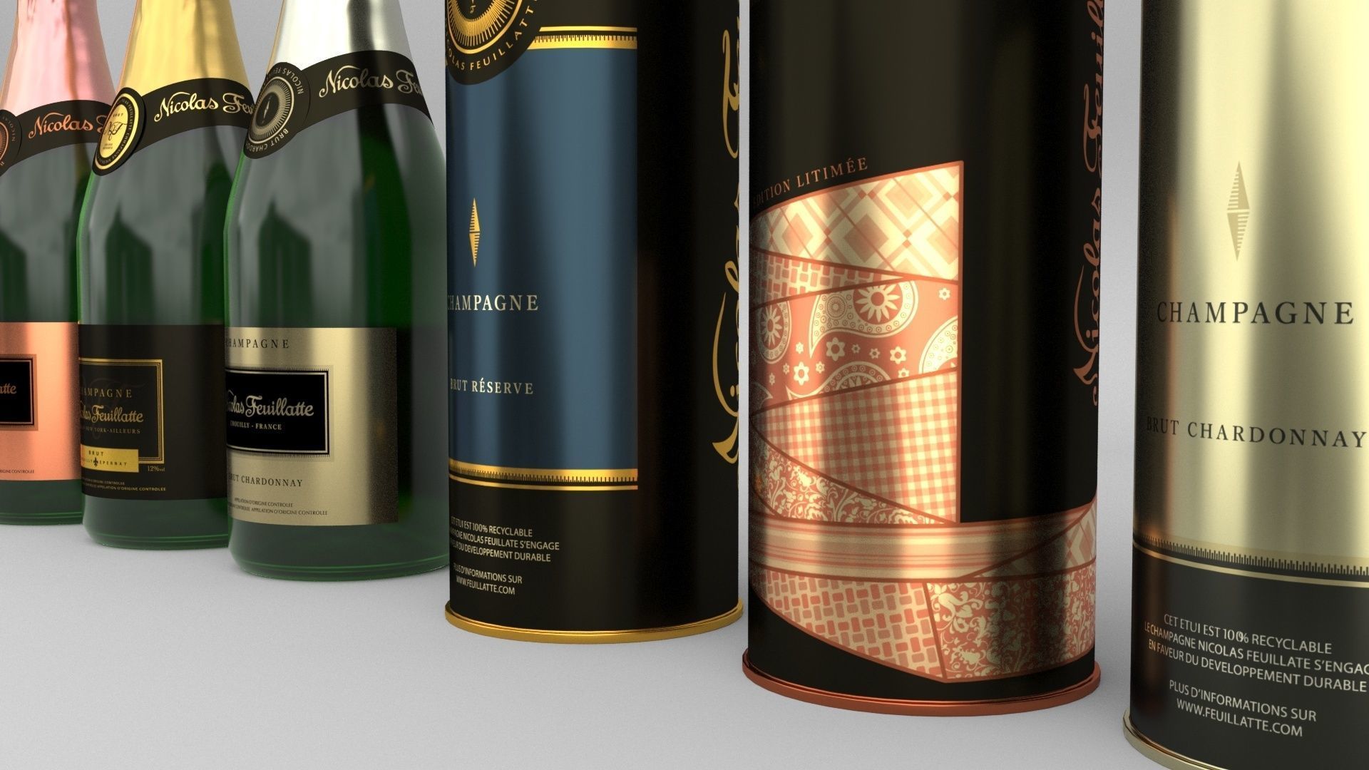 Nicolas Feuillatte All Champagne Bottles and Packages Pack 3D Model Collection_38
