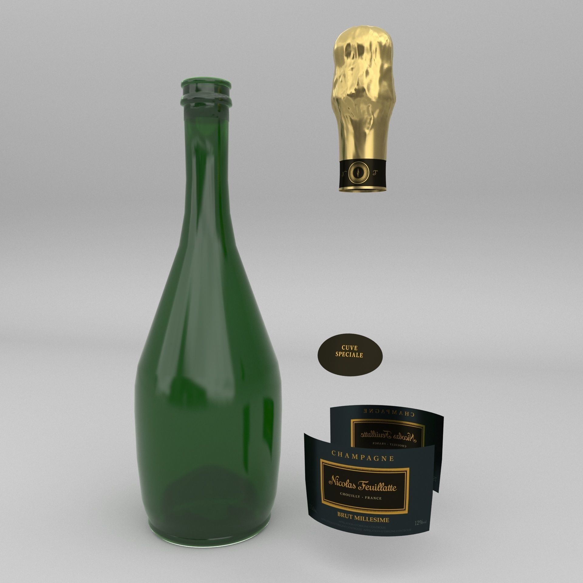 Nicolas Feuillatte All Champagne Bottles and Packages Pack 3D Model Collection_20