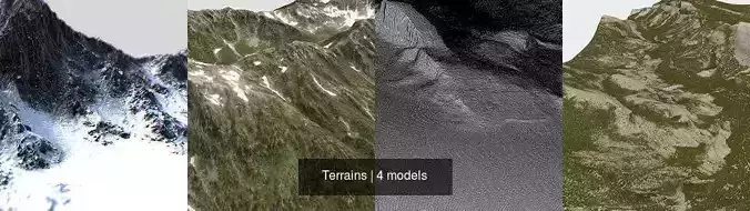 Terrains - 4 Mountain Ranges 3D Model Collection