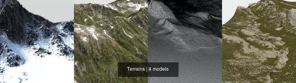 Terrains - 4 Mountain Ranges 3D Model Collection_0