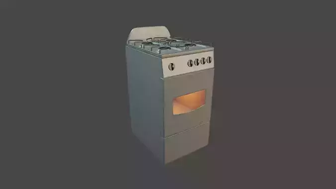 Stove PBR Low-Poly 3D Model
