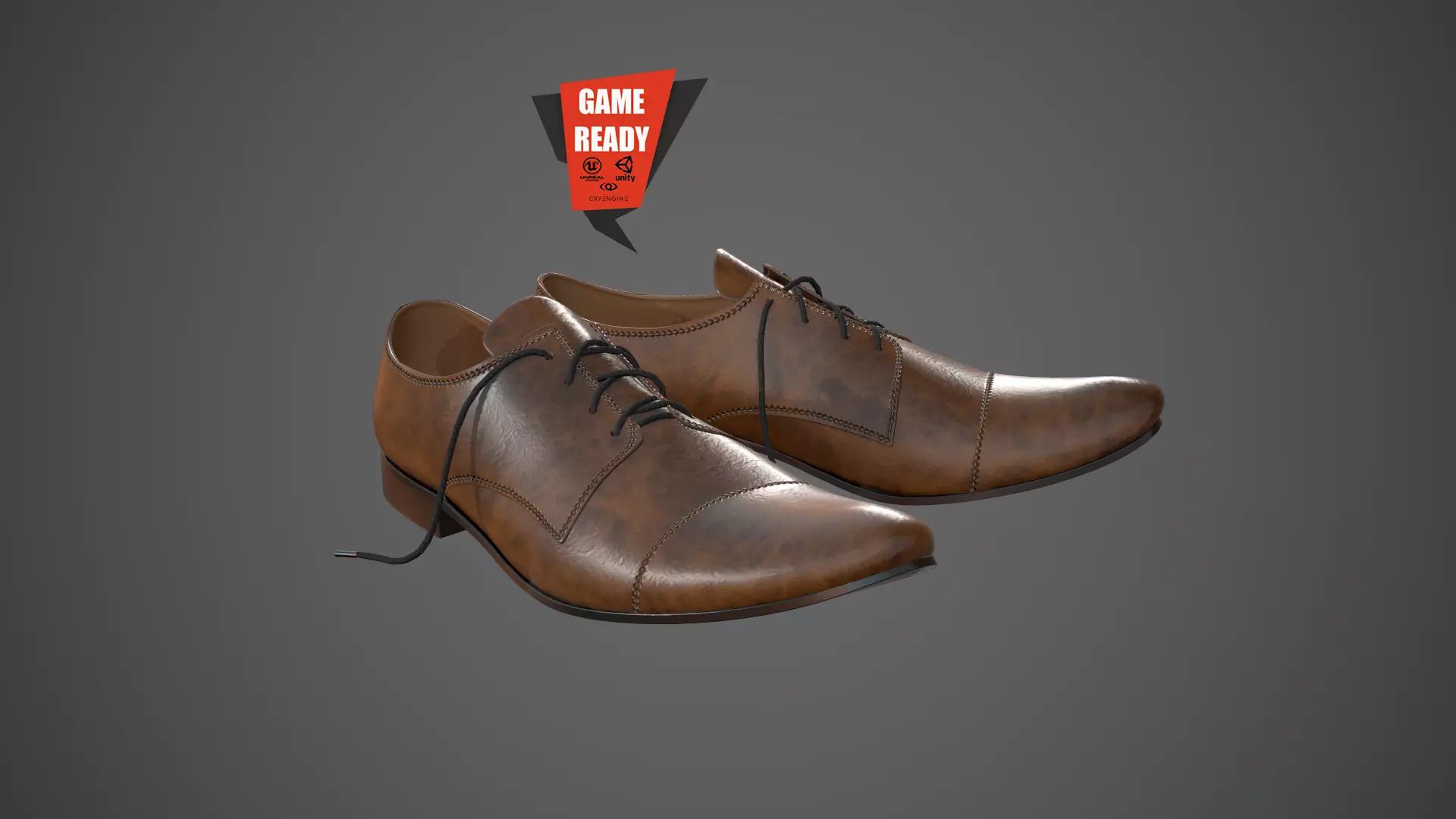 Leather Shoes Pbr Game Ready Low-poly 3D model_0