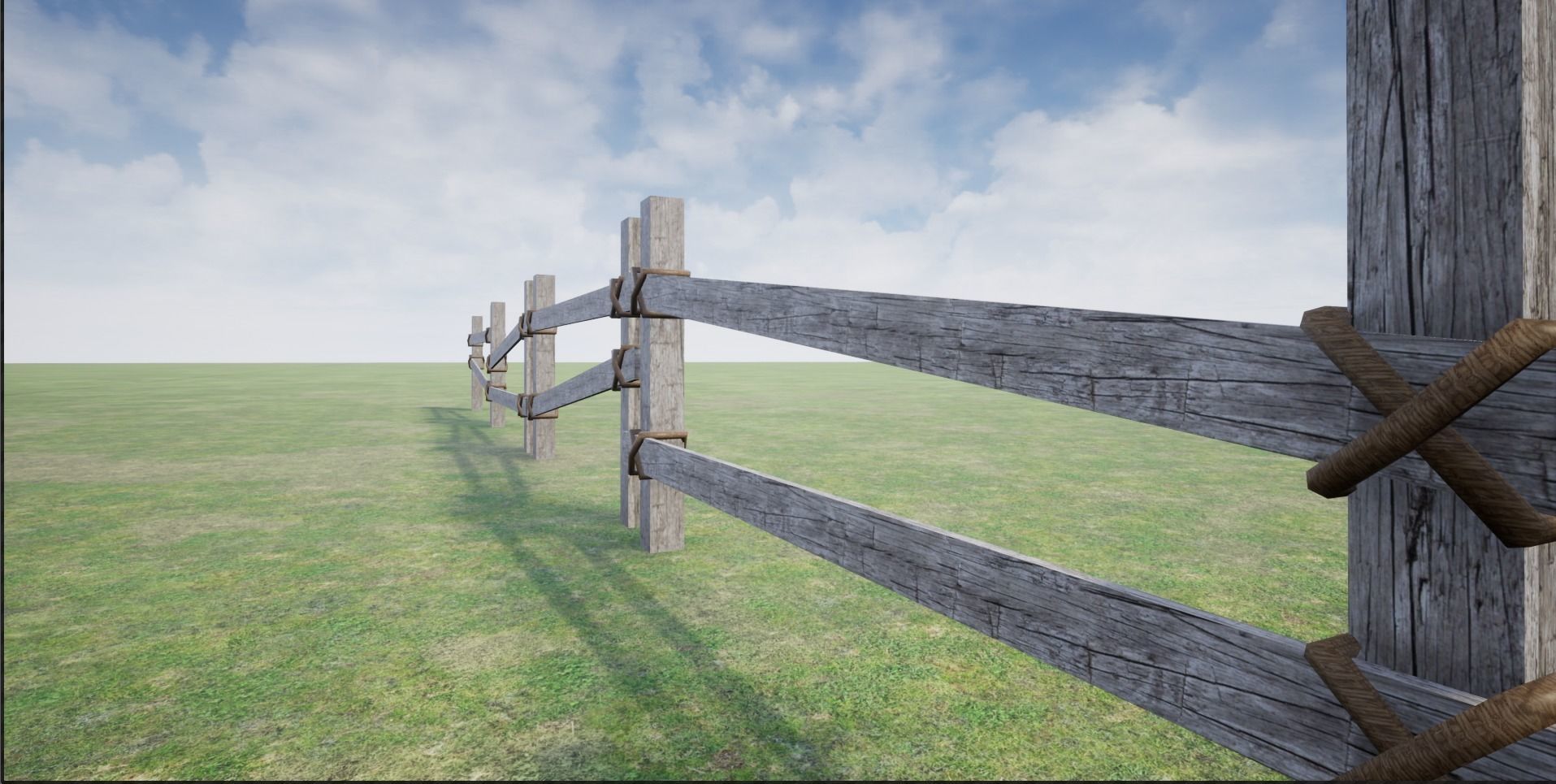 Wooden Fence  Low-poly 3D model_2