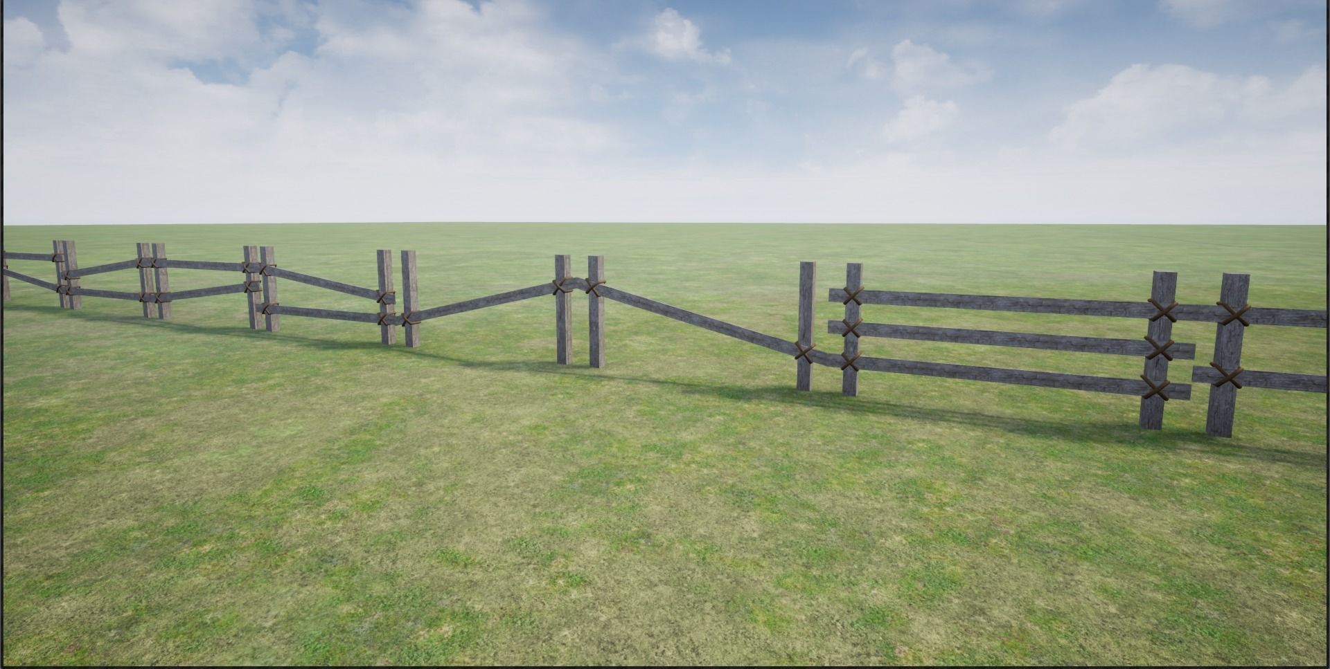 Wooden Fence  Low-poly 3D model_3