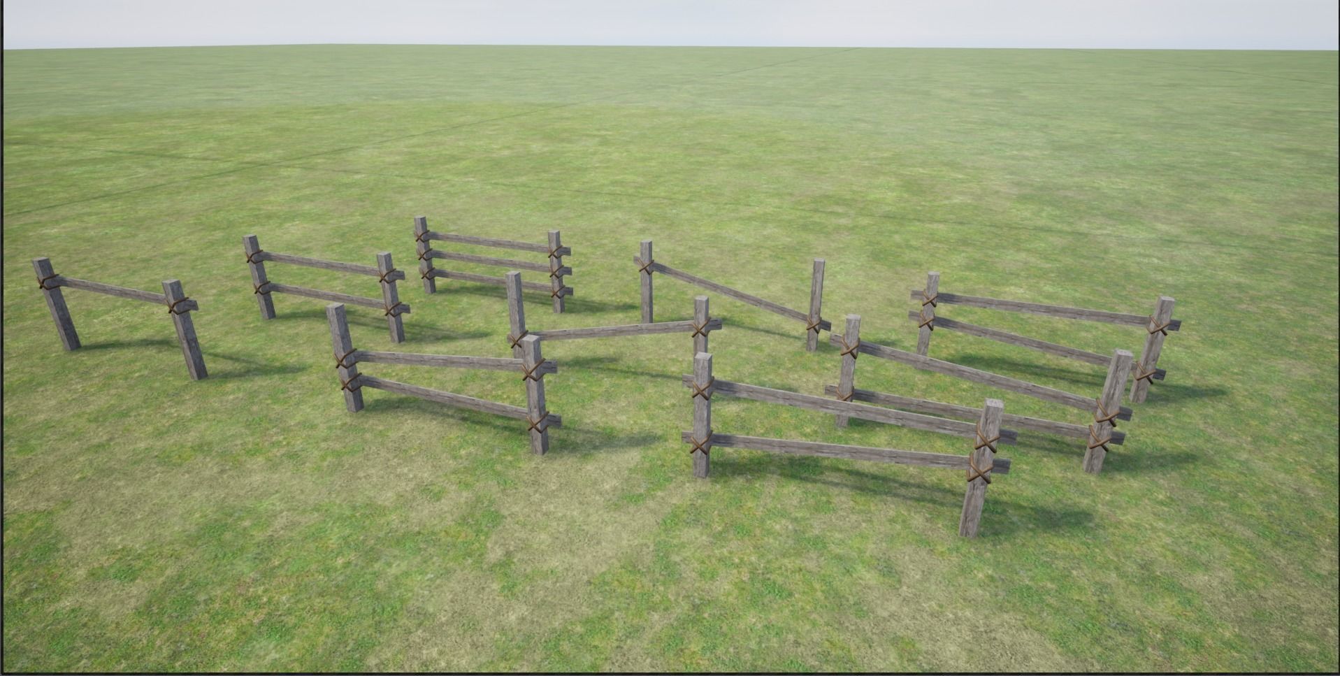 Wooden Fence  Low-poly 3D model_8