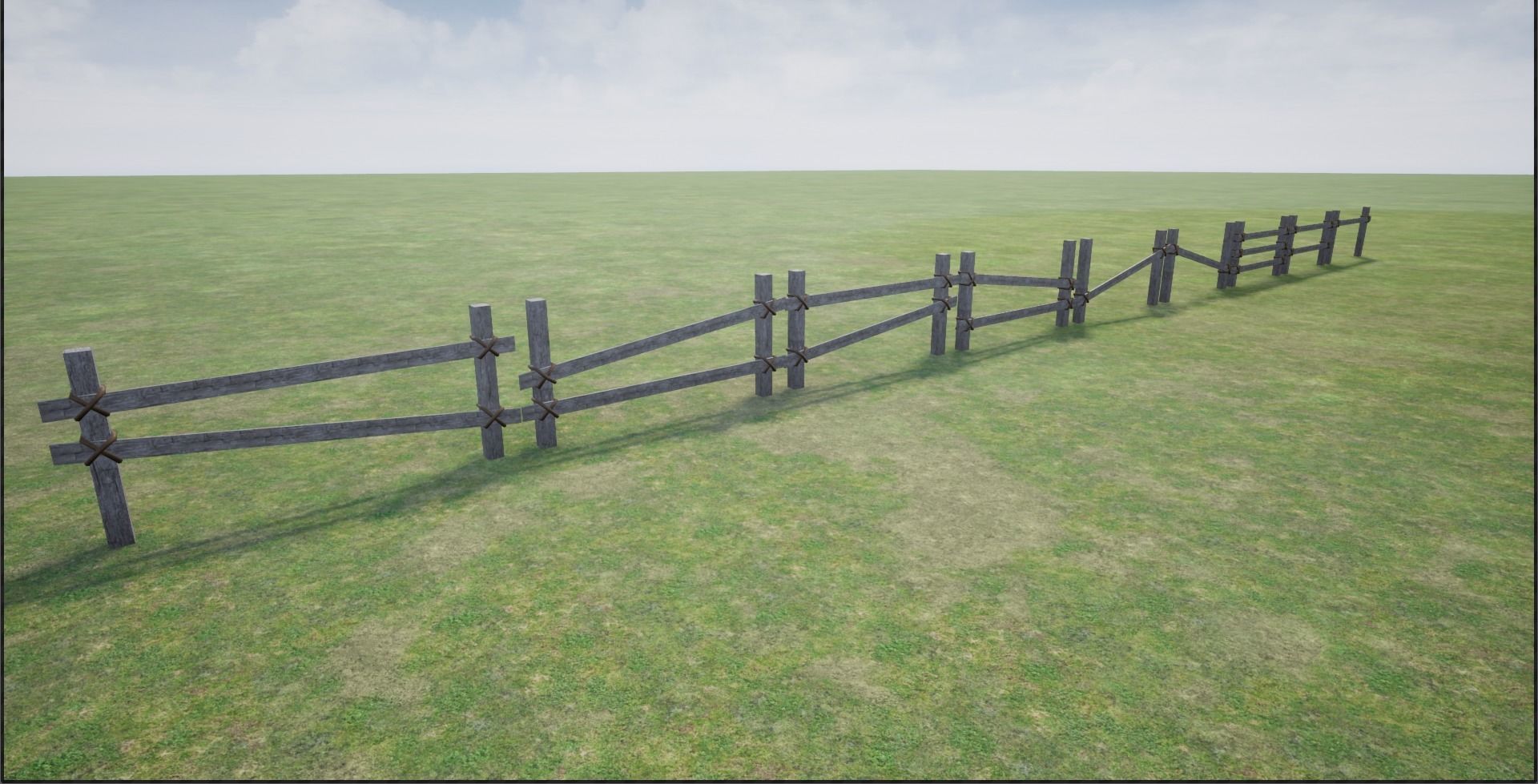 Wooden Fence  Low-poly 3D model_4
