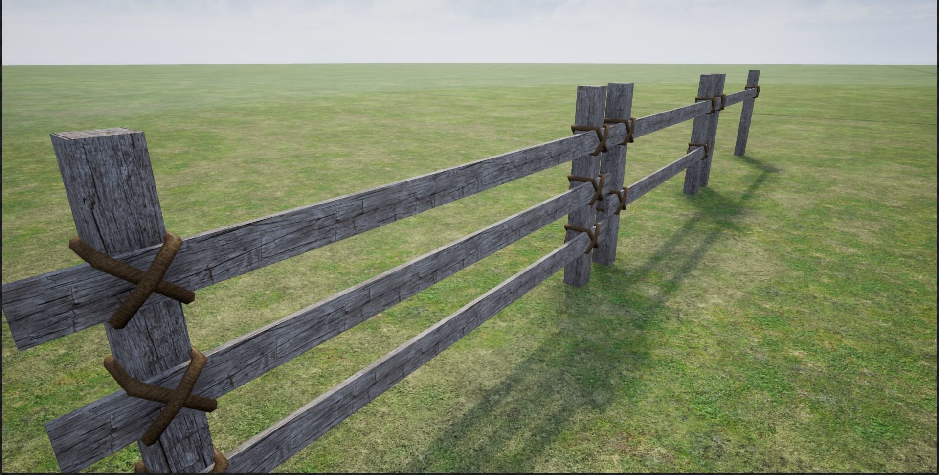 Wooden Fence  Low-poly 3D model_1