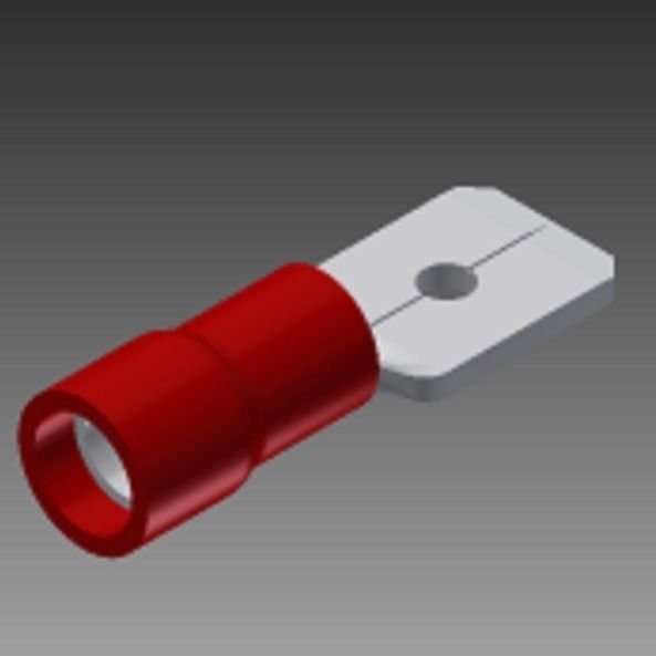 22-16 flat spade red solderless wire terminal Free 3D model_0