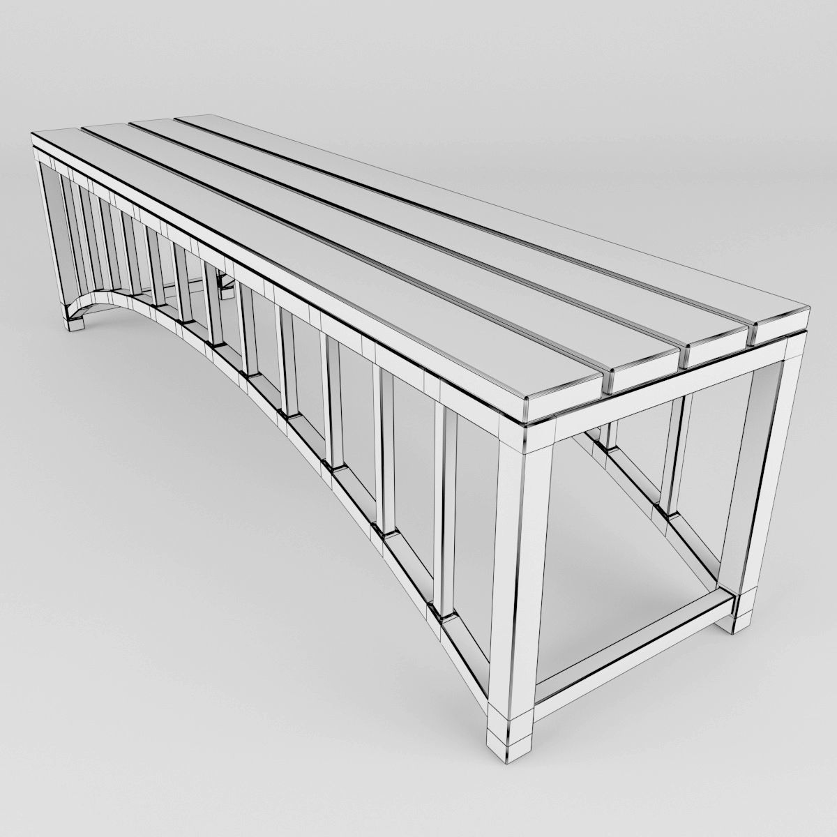Chrome bench 3D model_4