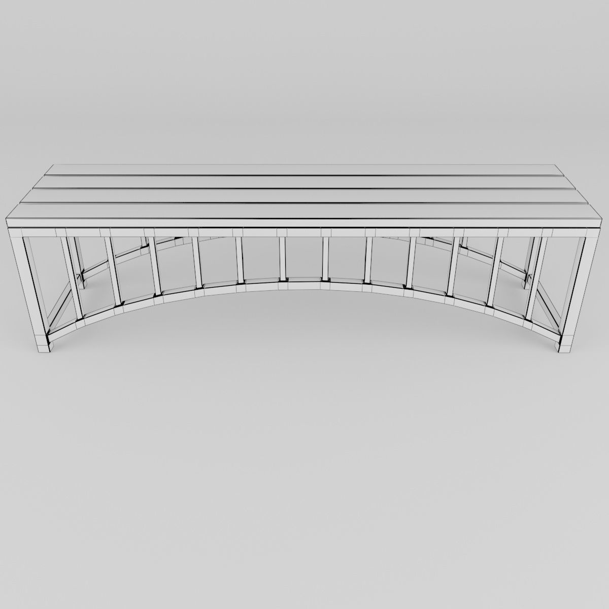 Chrome bench 3D model_3