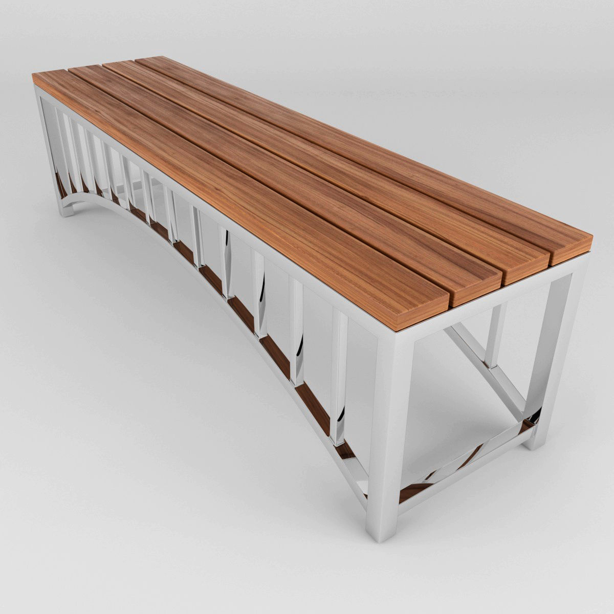 Chrome bench 3D model_1