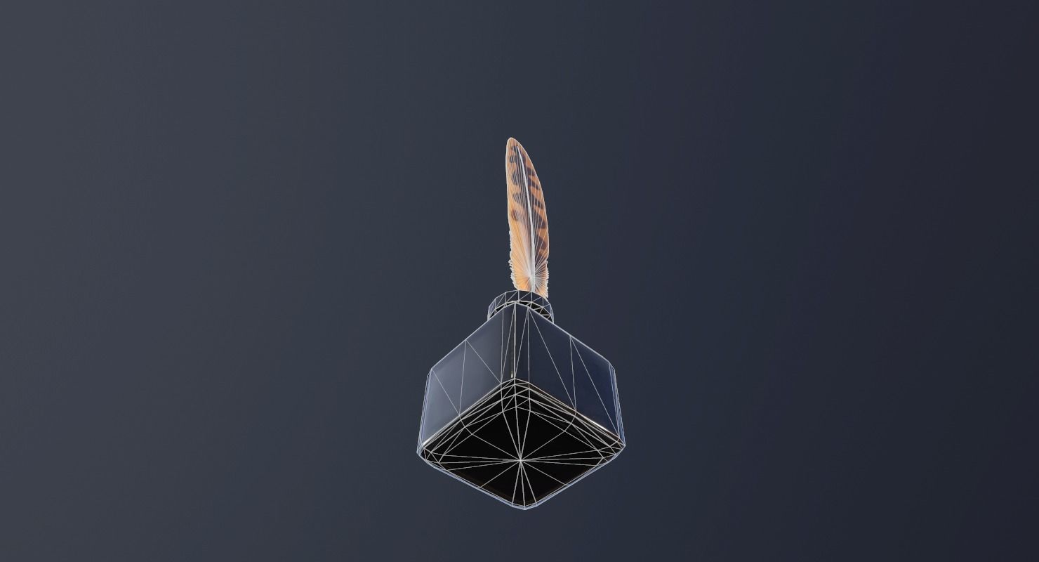 inkpot PBR Game Ready pen and ink bottle Low-poly 3D model_21