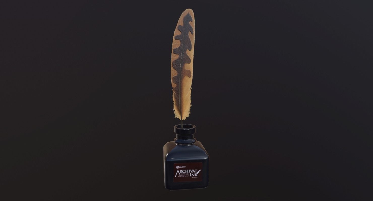 inkpot PBR Game Ready pen and ink bottle Low-poly 3D model_23