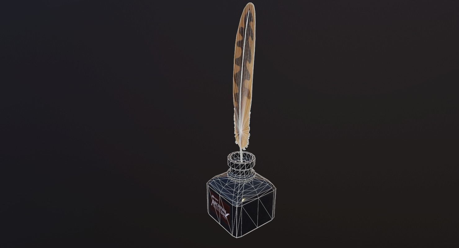 inkpot PBR Game Ready pen and ink bottle Low-poly 3D model_18