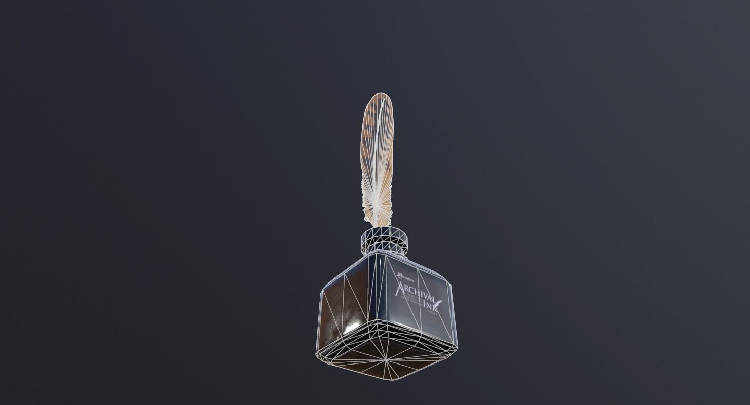inkpot PBR Game Ready pen and ink bottle Low-poly 3D model_22