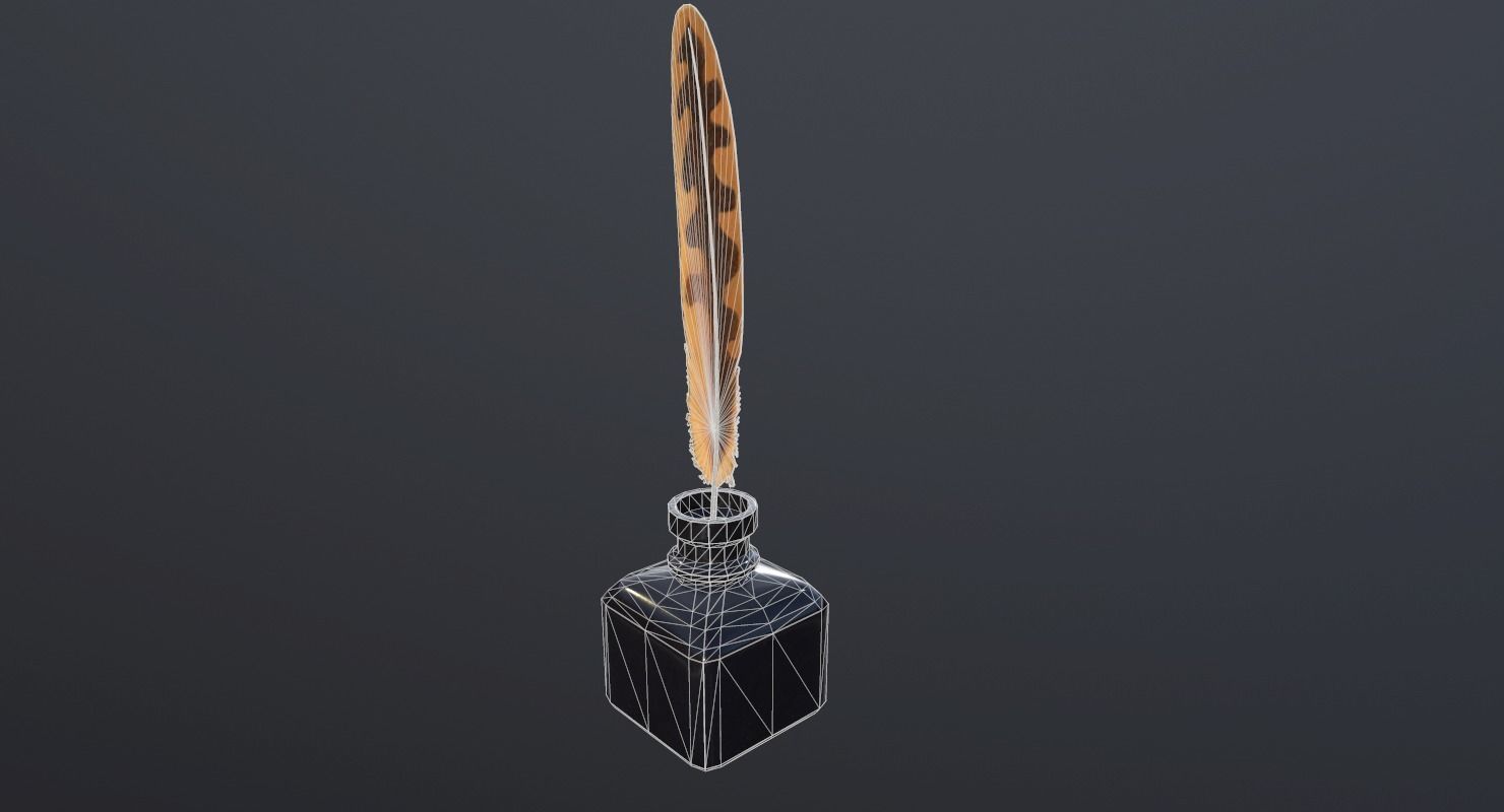 inkpot PBR Game Ready pen and ink bottle Low-poly 3D model_20