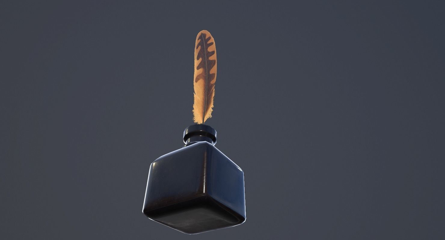 inkpot PBR Game Ready pen and ink bottle Low-poly 3D model_8
