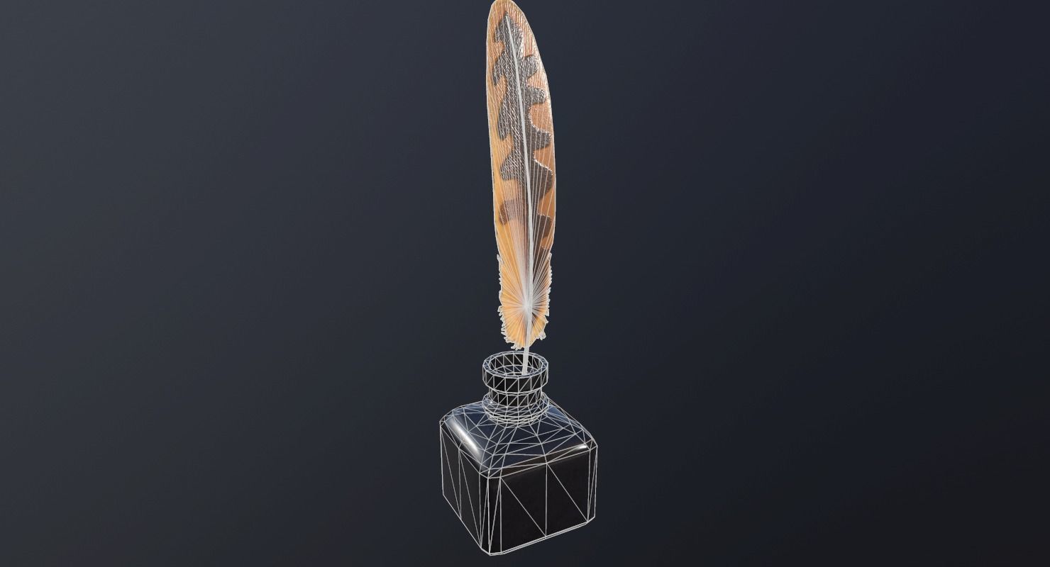 inkpot PBR Game Ready pen and ink bottle Low-poly 3D model_19