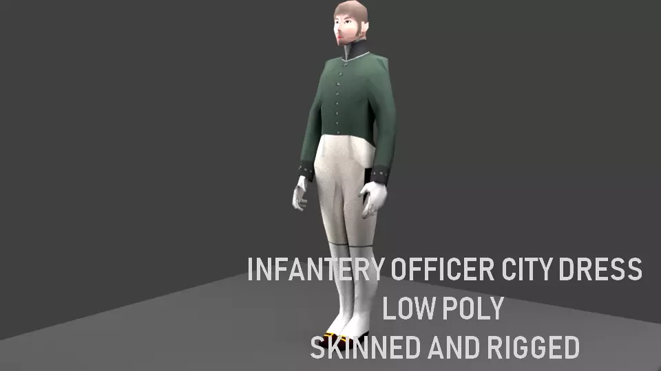 INFANTRY OFFICER in City dress Low-poly 3D model