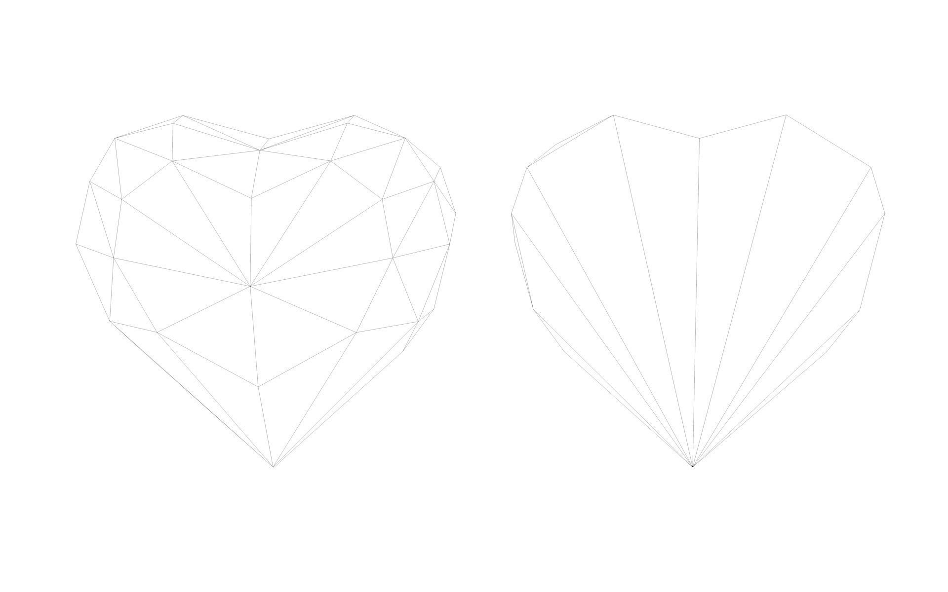 Low poly Heart polygonal Free 3D model_2