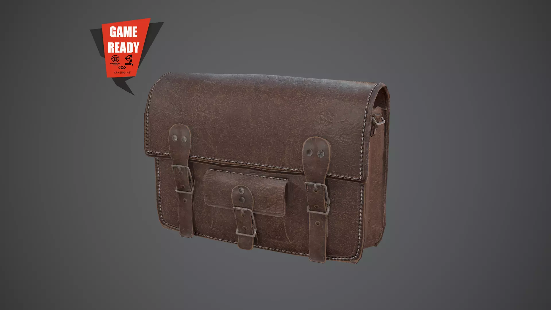 Leather Bag PBR LowPoly GameReady Low-poly 3D model_0