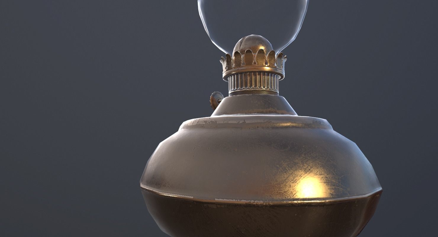 Lantern- PBR Game Ready oil lamp Low-poly 3D model_11